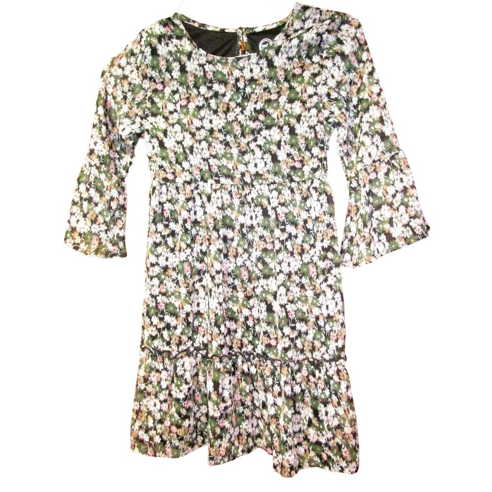 Wonder Nation Girl's Floral Dress Size M 7/8 Bell Sleeve Lined Cottagecore Boho